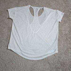 Nike Dri-Fit Mesh Running Short Sleeve White Women Size Large